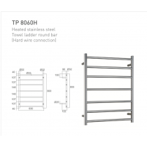 ECT Heated Stainless Steel Towel Ladder Round Bar (Hard Wire Connection)